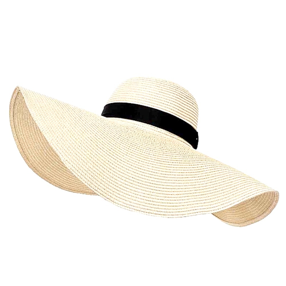 Odiva extra wide 7 inches brim sun hats, in White